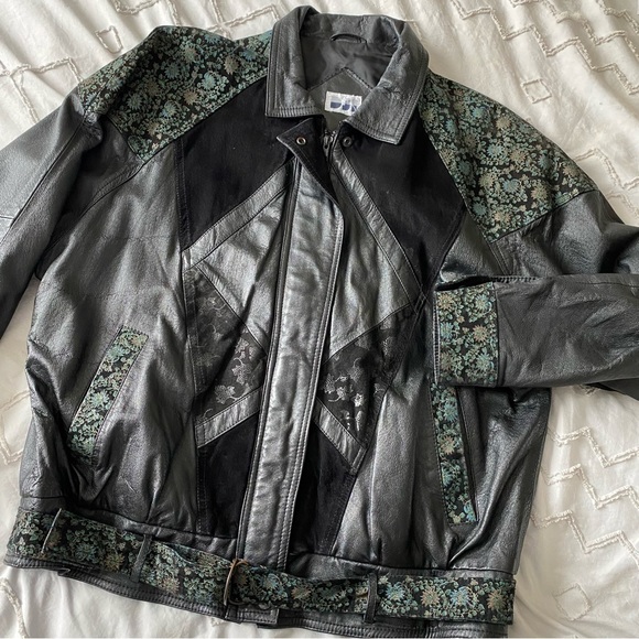 vintage 80s patchwork leather bomber jacket - Picture 12 of 15